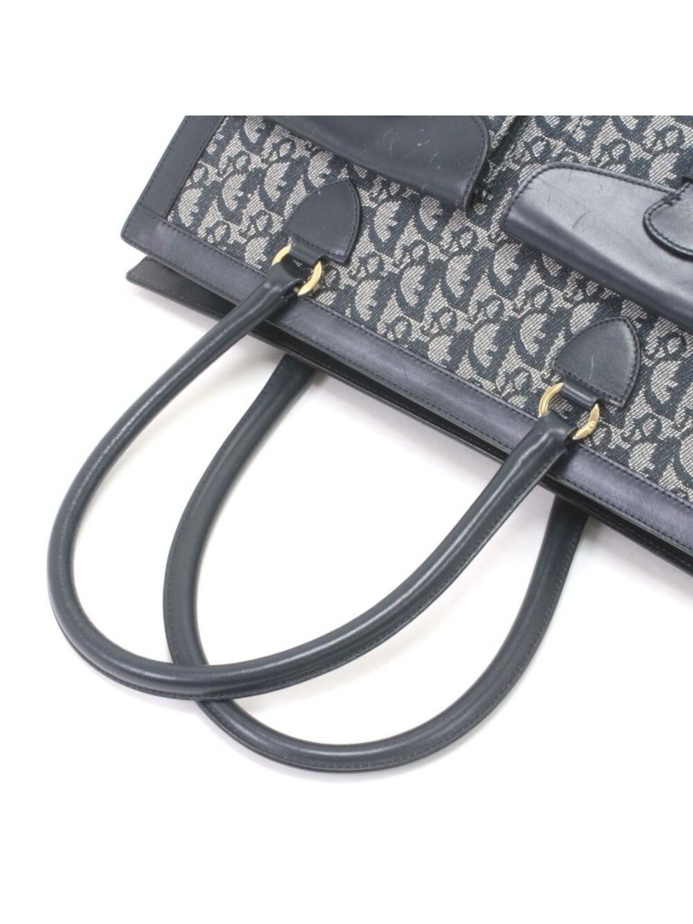 Dior Handbag Trotter Canvas Leather Vintage BO B Navy - Picture 5 of 10